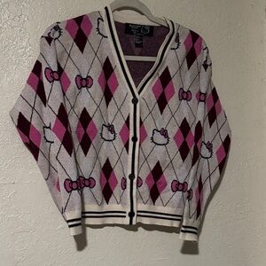 Hello Kitty Pink and Purple Argyle Cardigan by forever 21